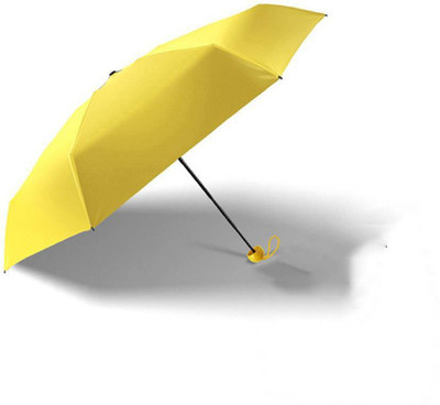 MEZIRE Designer Ultra Mini UV Coated 4-Fold Travel Capsule Umbrella, Umbrella(Yellow)