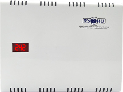 Hitachi With Digital Voltage LED DIsplay For A/C-RYOKU ( A HITACHI Product) 4kv 3yrs REPLACEMENT Warranty Double Booster Voltage Stabilizer(White)