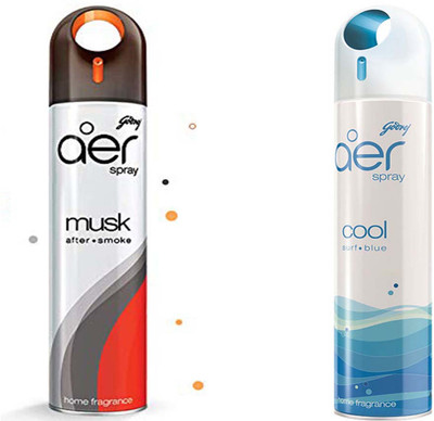 Godrej MUSK AFTER SMOKE, COOL SURF BLUE Spray MUSK COOL 220 ML 2 PC SET(2 x 220 ml)