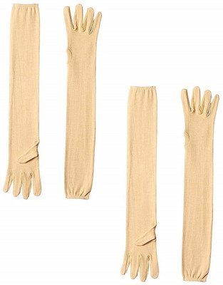 Mohan Retail Cotton Arm Sleeve For Women(Free, Beige)