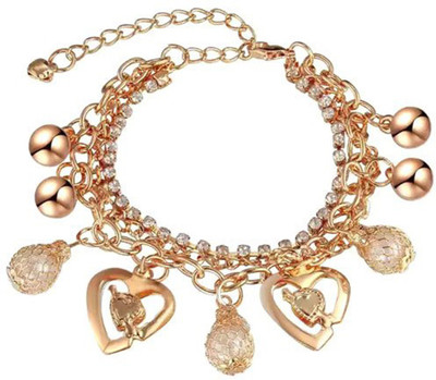 Shining Diva Alloy Cubic Zirconia Gold-plated Charm Bracelet