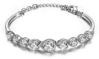 Shining Diva Alloy Crystal Silver Coated Bracelet