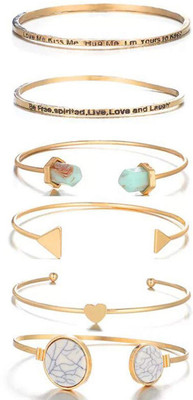 Shining Diva Alloy Cubic Zirconia Gold-plated Bracelet Set(Pack of 6)