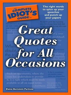 The Complete Idiot's Guide to Great Quotes for All Occasions(English, Electronic book text, Partnow Elaine Bernstein)