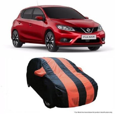 VK India Car Cover For Nissan Pulsar (With Mirror Pockets)(Black, Orange)