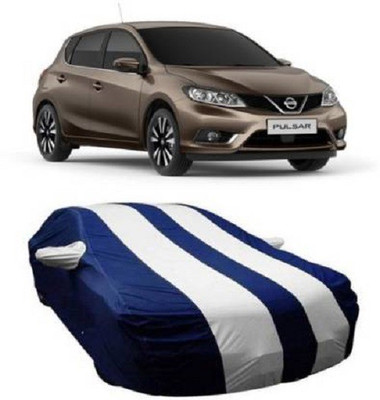 VK India Car Cover For Nissan Pulsar (With Mirror Pockets)(Blue, White)