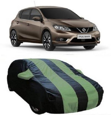 VK India Car Cover For Nissan Pulsar (With Mirror Pockets)(Green, Black)