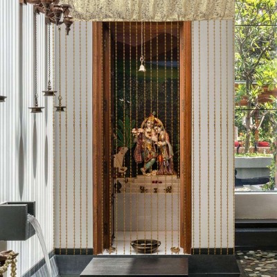 KUBER INDUSTRIES 214 cm (7 ft) PVC Door Curtain (Pack Of 2)(Self Design, Gold)