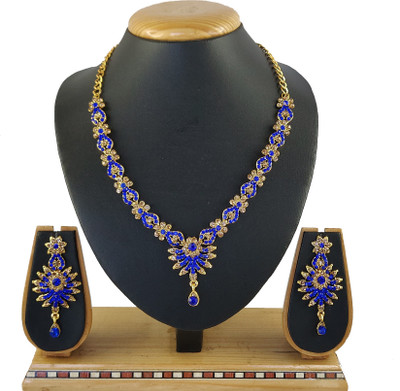 KAHAR CREATION Alloy Gold-plated Blue Jewellery Set(Pack of 1)