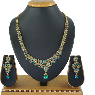 KAHAR CREATION Alloy Gold-plated Blue, Gold Jewellery Set(Pack of 1)