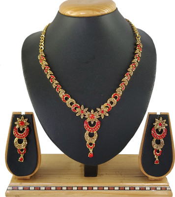 KAHAR CREATION Alloy Gold-plated Red Jewellery Set(Pack of 1)