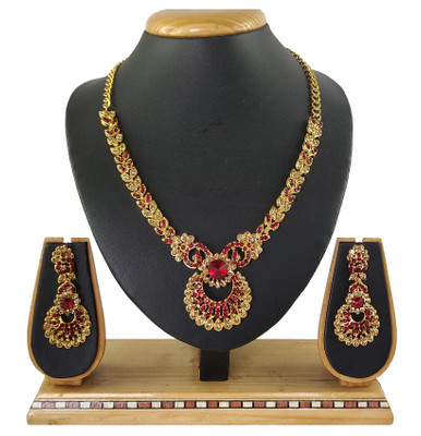 VATSALYA creation Alloy Gold-plated Red, Bronze Jewellery Set(Pack of 1)
