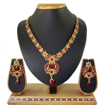 VATSALYA creation Alloy Gold-plated Ruby Red, Bronze Jewellery Set(Pack of 1)