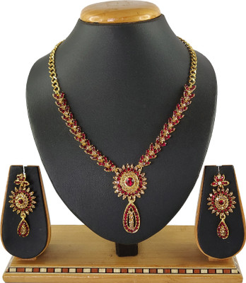 VATSALYA creation Alloy Gold-plated Ruby Red, Gold Jewellery Set(Pack of 1)