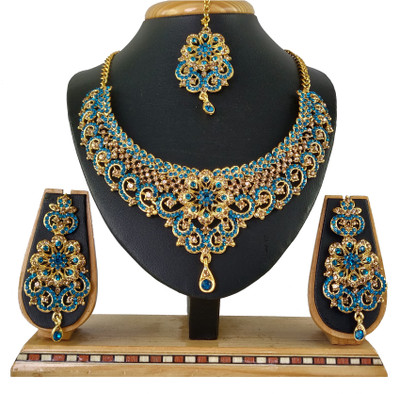 KAHAR CREATION Alloy Gold-plated Blue Jewellery Set(Pack of 1)