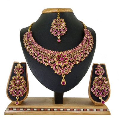 VATSALYA creation Alloy Gold-plated Pink, Bronze Jewellery Set(Pack of 1)
