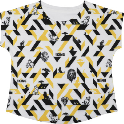 Lion King Girls Casual Polyester Top(White, Pack of 1)