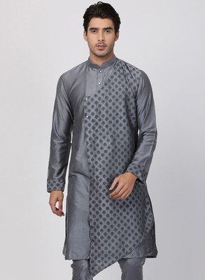 VASTRAMAY Men Solid Straight Kurta(Grey)