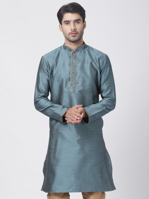 VASTRAMAY Men Self Design Straight Kurta(Light Blue)
