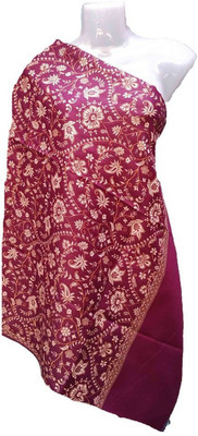 Retailmart Wool Embroidered Women Shawl(Pink)