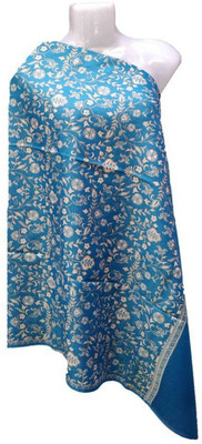 Kashmiri queen Cashmere, Generic, Pashmina, Wool Embroidered Women Shawl(Blue)