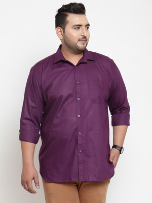 PLUSS Men Solid Casual Purple Shirt