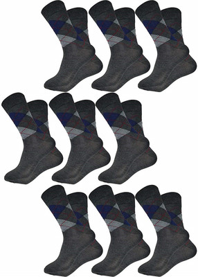PinKit Men Argyle Mid-Calf/Crew(Pack of 9)