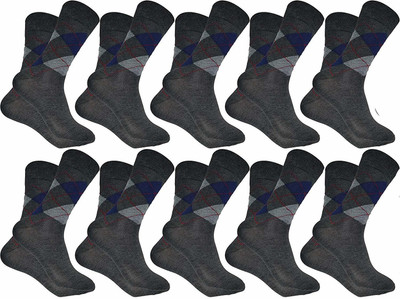 PinKit Men Argyle Mid-Calf/Crew(Pack of 10)