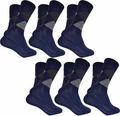 PinKit Men Argyle Mid-Calf/Crew(Pack of 6)