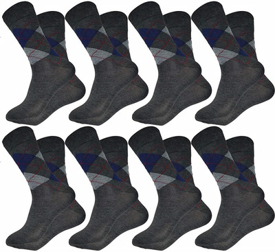 PinKit Men Argyle Mid-Calf/Crew(Pack of 8)