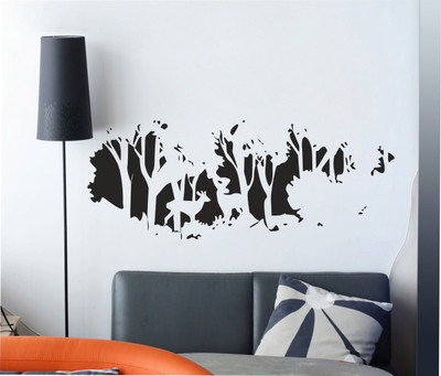 Stickerberry 34 cm Vinyl Forest Jungle Deer Silhouette Designs Wall Decals & Stickers Self Adhesive Sticker(Pack of 1)