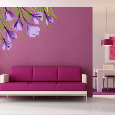 Creatick Studio 53 cm Crocus flowers Wall Stickers Self Adhesive Sticker(Pack of 1)