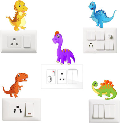 Saiii Designs 10 cm Cartoon Dinosaur Self Adhesive Sticker(Pack of 1)