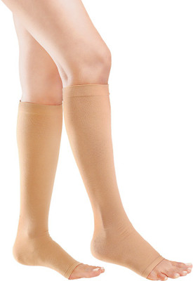 FLOVEIN VARICOSE VEIN STOCKING CLASS II KNEE LENGTH X-LARGE (29-31 CM) WITH DONNING GLOVES Knee Support(Beige)