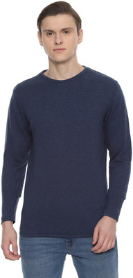 Allen Solly Woven Round Neck Casual Men Blue Sweater