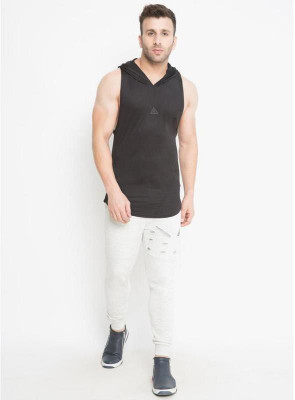 AESTHETICBODIES Sleeveless Solid Men Sweatshirt
