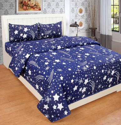 Damac 100 TC Polyester Double Geometric Flat Bedsheet(Pack of 1, Blue)