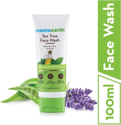Mamaearth Tea Tree Natural for Acne Pimples Wash 100 ml - For Normal Dry Skin - SLS Paraben Free Face Wash100 ml