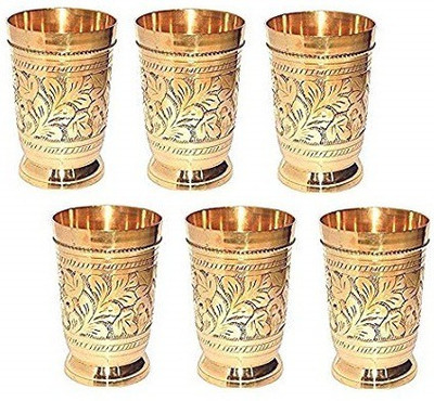 M&V CRAFT PURE (Pack of 6) CP0066-JG6 Glass Set Water/Juice Glass(300 ml, Brass, Yellow)