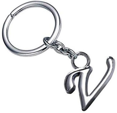 MISMIL Alphabet Letter V Metal Keychain Keyring Silver V letter Key Chain