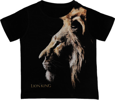 Lion King Boys Printed Polycotton Regular T Shirt(Black, Pack of 1)