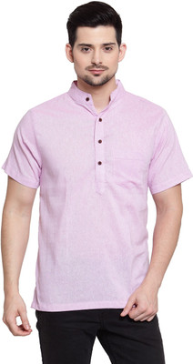 Enchanted Drapes Men Solid Straight Kurta(Purple)