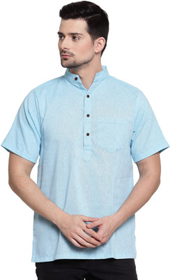 Enchanted Drapes Men Solid Straight Kurta(Blue)