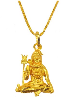 Sullery Lord Shiv Ji Mahadev Bholenath Sitting Locket With Chain Gold Pendant Set Stainless Steel Pendant