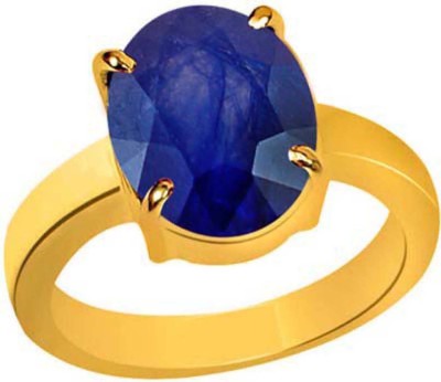 CLEAN GEMS Natural Blue Sapphire (Neelam) 8.25 Ratti or 7.50 Carat for Male & Female Panchdhatu Gold Plated ring Alloy Ring Alloy Ring