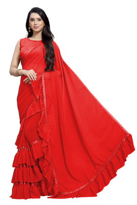 ASTEYAM Self Design Bollywood Georgette Saree(Red)