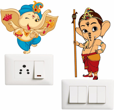 Saiii Designs 7 cm Little Ganesha Light Switch Sticker Self Adhesive Sticker(Pack of 1)