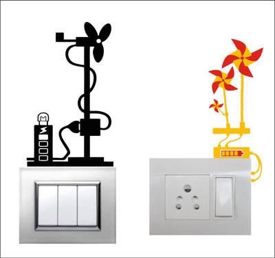 Saiii Designs 9 cm Light Switch Sticker Self Adhesive Sticker(Pack of 1)