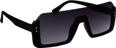 KiwiCaves Retro Square Sunglasses(For Men & Women, Black)