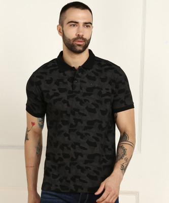 Pepe Jeans Printed Men Polo Neck Black T-Shirt